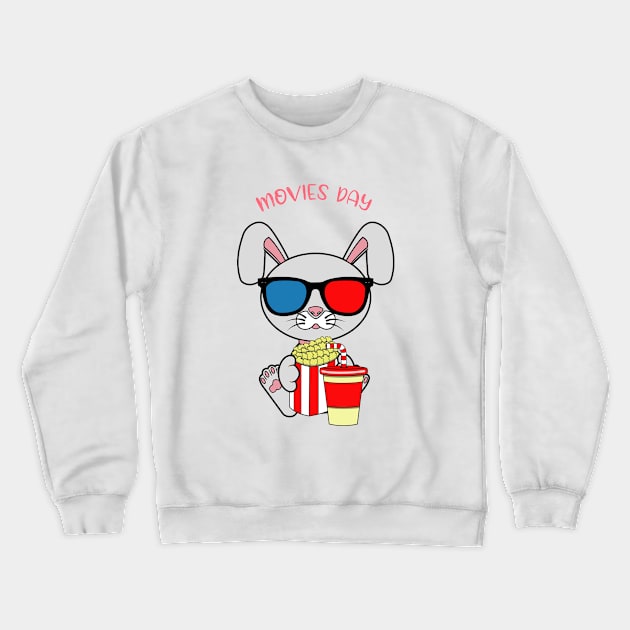 movies and rabbits lover Crewneck Sweatshirt by JS ARTE